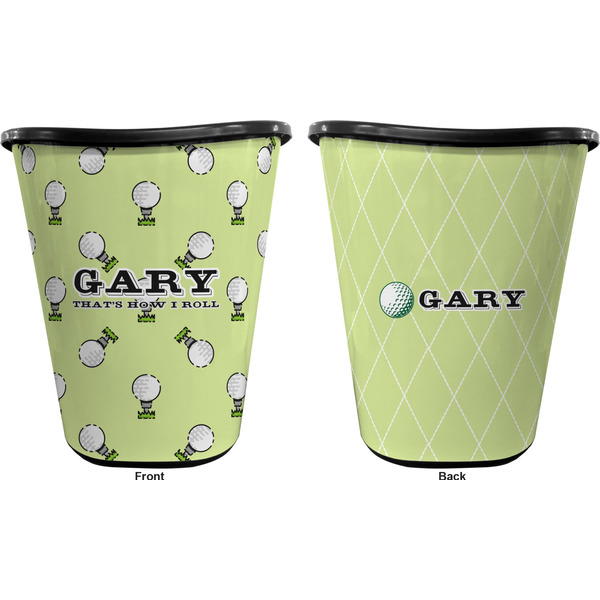 Golf Trash Can Black - Front and Back - Apvl