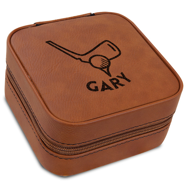 Custom Golf Travel Jewelry Box - Rawhide Leather (Personalized)