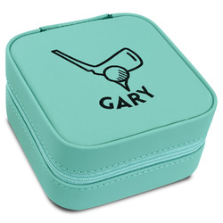 Golf Travel Jewelry Box - Teal Leather (Personalized)