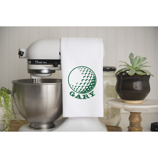 Golf Waffle Weave Towel - Lifestyle - Partial Print