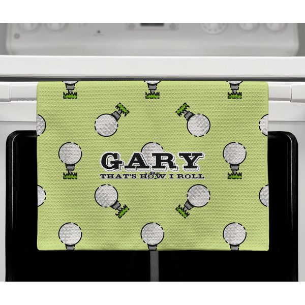 Golf Waffle Weave Towel - Full Color Print - Lifestyle2 Image