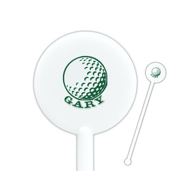 Golf 5.5" Round Plastic Stir Sticks - White - Single Sided (Personalized)