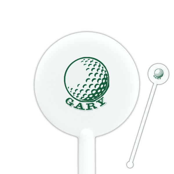 Custom Golf 5.5" Round Plastic Stir Sticks - White - Double Sided (Personalized)