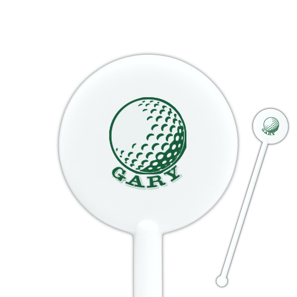 Custom Golf 5.5" Round Plastic Stir Sticks - White - Single Sided (Personalized)