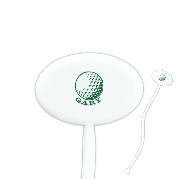 Custom Golf 7" Oval Plastic Stir Sticks - White - Single Sided (Personalized)