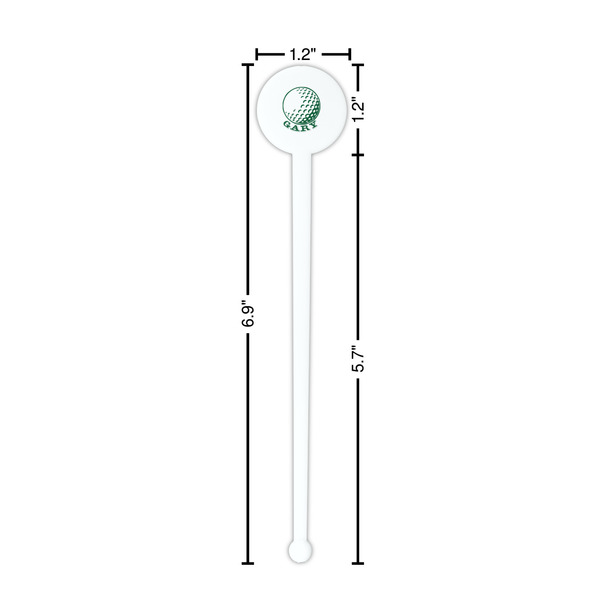 Golf White Plastic 7" Stir Stick - Round - Dimensions