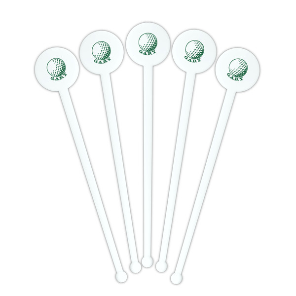 Golf White Plastic 7" Stir Stick - Round - Fan View