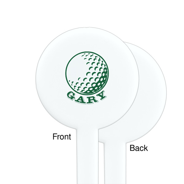 Golf White Plastic 7" Stir Stick - Single Sided - Round - Front & Back