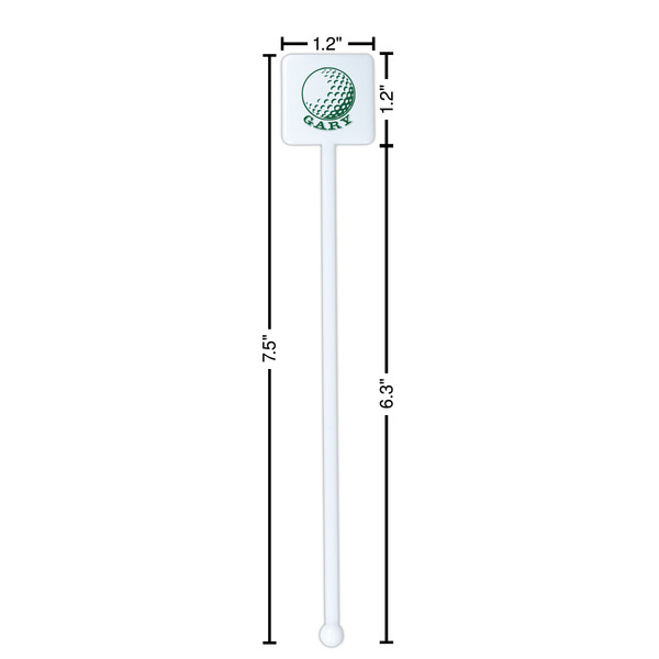 Golf White Plastic Stir Stick - Square - Dimensions