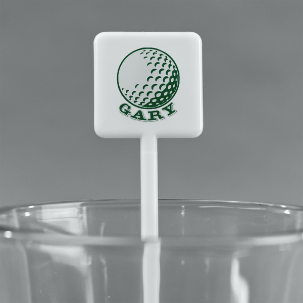 Golf White Plastic Stir Stick - Square - Main