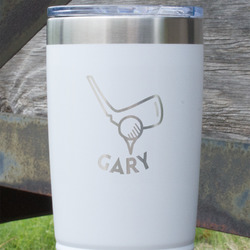 Golf 20 oz Stainless Steel Tumbler - White - Single Sided (Personalized)