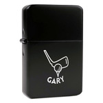 Golf Windproof Lighter - Black - Double Sided & Lid Engraved (Personalized)