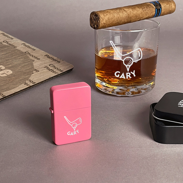 Golf Windproof Lighters - Pink - In Context
