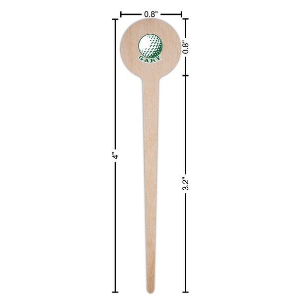Golf Wooden 4" Food Pick - Round - Dimensions