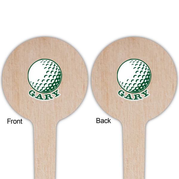 Golf Wooden 4" Food Pick - Round - Double Sided - Front & Back