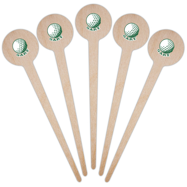 Golf Wooden 4" Food Pick - Round - Fan View
