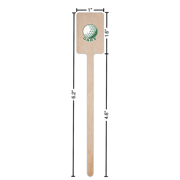 Golf Wooden 6.25" Stir Stick - Rectangular - Dimensions