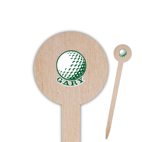 Custom Golf 6" Round Wooden Food Picks - Double Sided (Personalized)