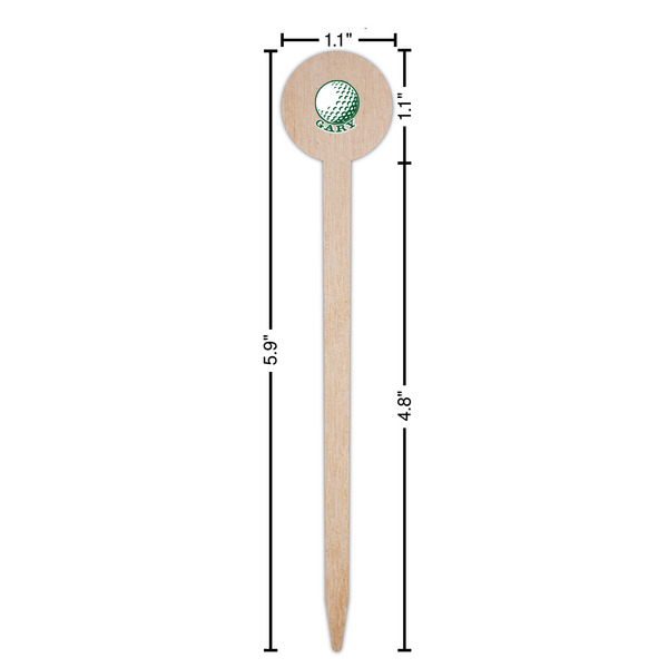 Golf Wooden 6" Food Pick - Round - Dimensions