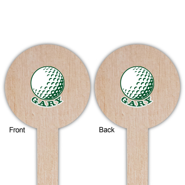 Golf Wooden 6" Food Pick - Round - Double Sided - Front & Back