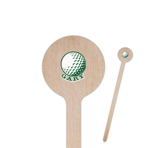 Custom Golf 6" Round Wooden Stir Sticks - Single Sided (Personalized)