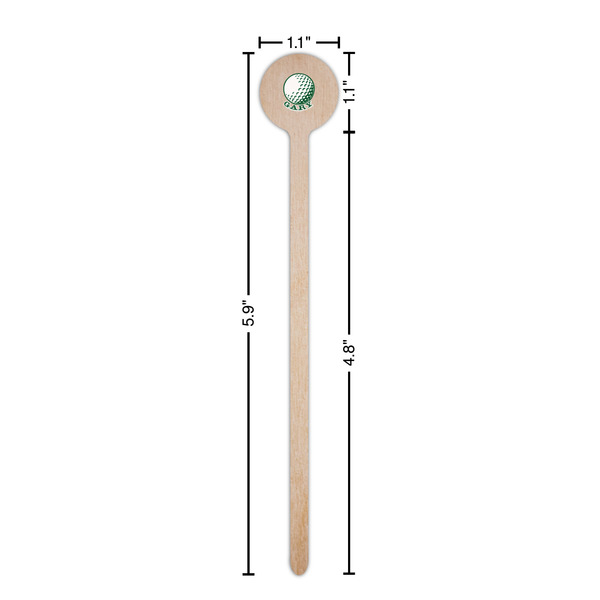 Golf Wooden 6" Stir Stick - Round - Dimensions
