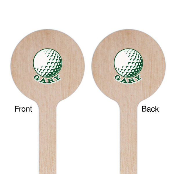 Golf Wooden 6" Stir Stick - Round - Double Sided - Front & Back
