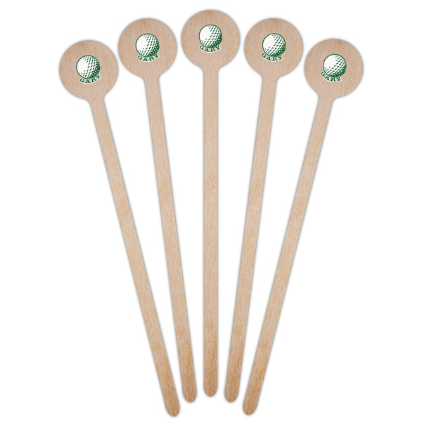 Golf Wooden 6" Stir Stick - Round - Fan View