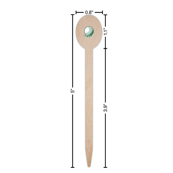 Golf Wooden Food Pick - Oval - Dimensions