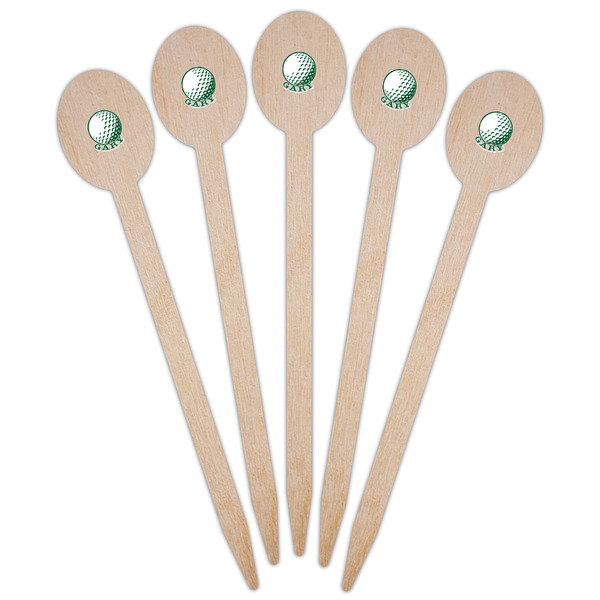 Golf Wooden Food Pick - Oval - Fan View