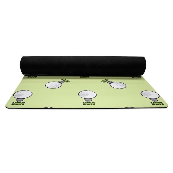 Golf Yoga Mat Rolled up Black Rubber Backing