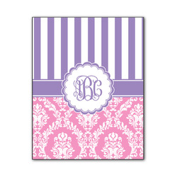 Pink & Purple Damask Wood Print - 11x14 (Personalized)