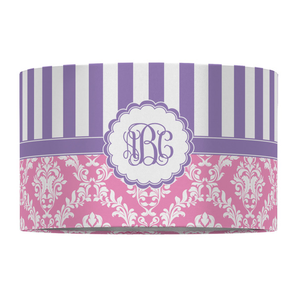 Pink & Purple Damask 12" Drum Lampshade - FRONT (Fabric)