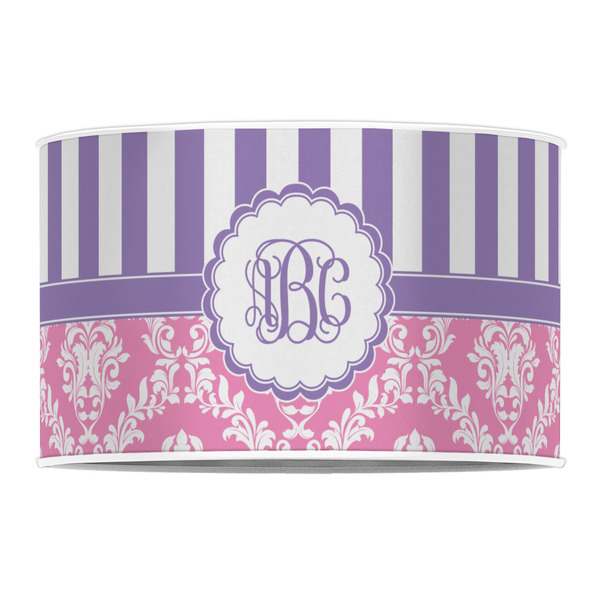 Pink & Purple Damask 12" Drum Lampshade - FRONT (Poly Film)