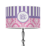 Pink & Purple Damask 12" Drum Lamp Shade - Poly-film (Personalized)
