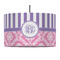 Pink & Purple Damask 12" Drum Pendant Lamp - Fabric (Personalized)