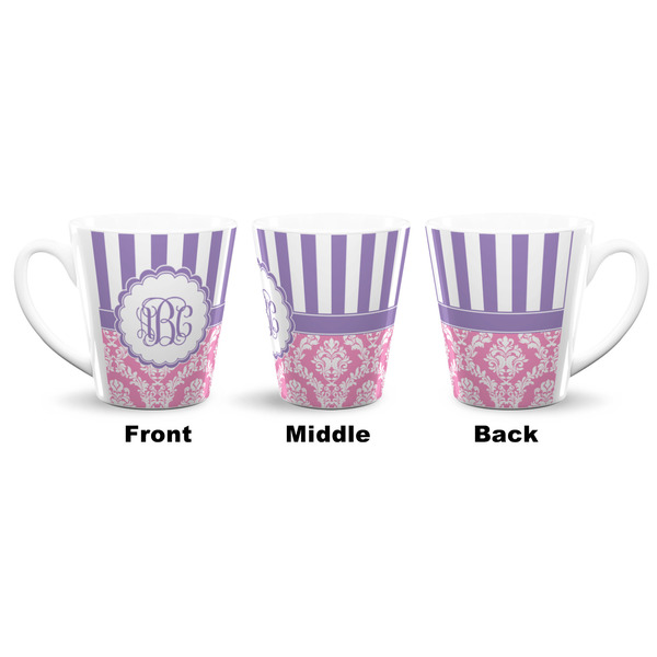 Pink & Purple Damask 12 Oz Latte Mug - Approval