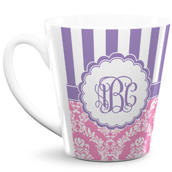 Pink & Purple Damask 12 Oz Latte Mug (Personalized)