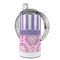 Pink & Purple Damask 12 oz Stainless Steel Sippy Cups - FULL (back angle)