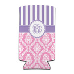 Pink & Purple Damask Can Cooler (tall 12 oz) (Personalized)