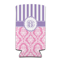Pink & Purple Damask Can Cooler (tall 12 oz) (Personalized)