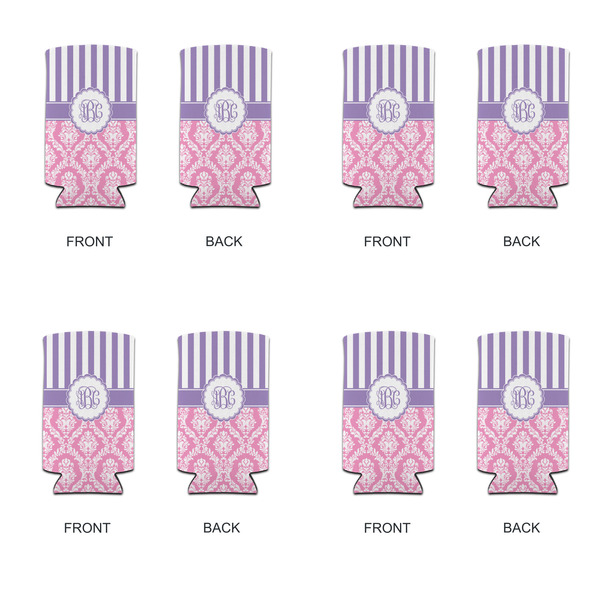 Pink & Purple Damask 12oz Tall Can Sleeve - Set of 4 - APPROVAL
