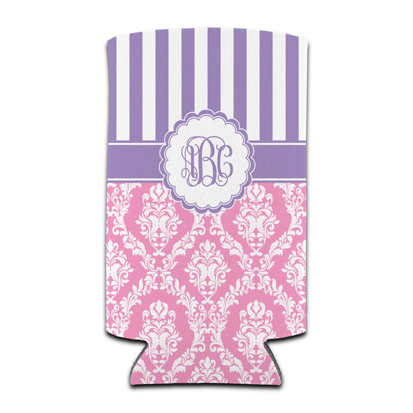 Pink & Purple Damask 12oz Tall Can Sleeve - Set of 4 - FRONT