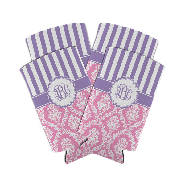 Pink & Purple Damask 12oz Tall Can Sleeve - Set of 4 - MAIN
