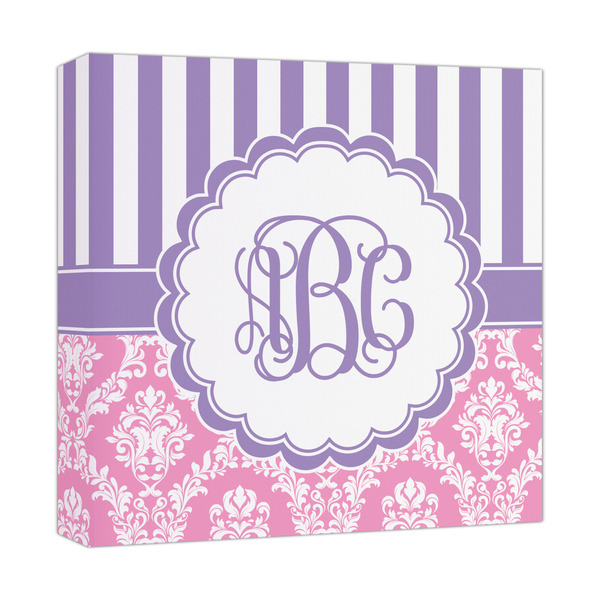 Custom Pink & Purple Damask Canvas Print - 12x12 (Personalized)