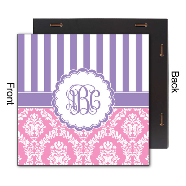 Pink & Purple Damask 12x12 Wood Print - Front & Back View