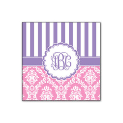 Pink & Purple Damask Wood Print - 12x12 (Personalized)