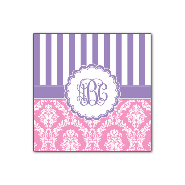 Custom Pink & Purple Damask Wood Print - 12x12 (Personalized)