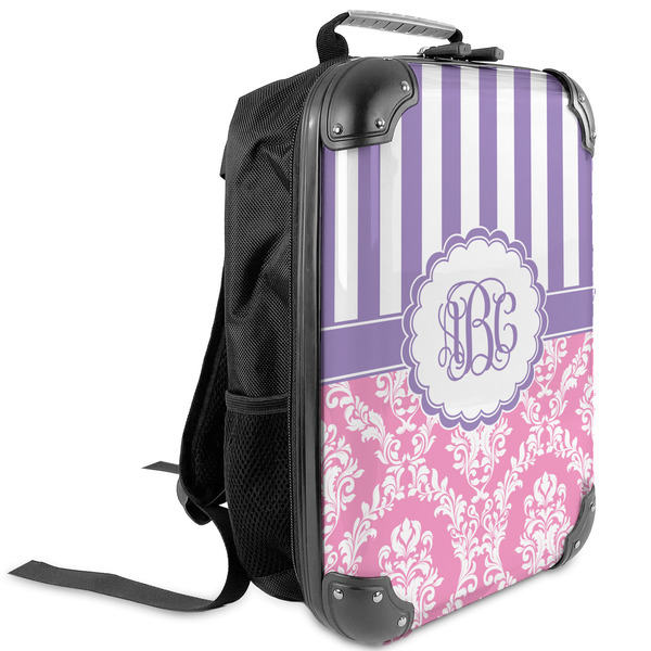 Custom Pink & Purple Damask Kids Hard Shell Backpack (Personalized)