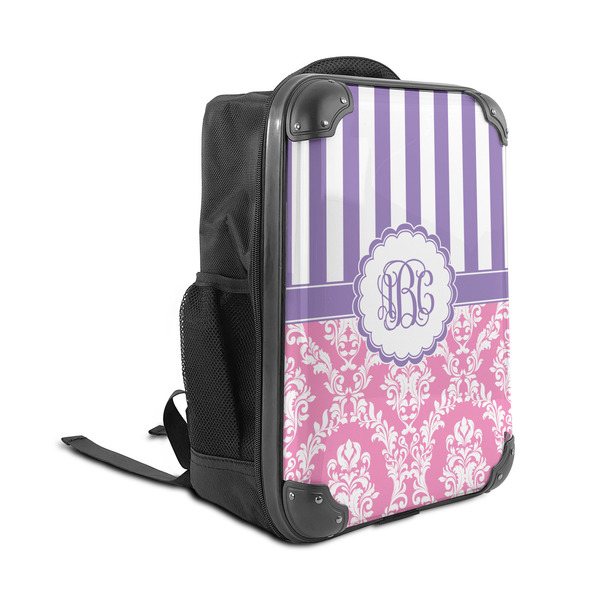 Pink & Purple Damask 15" Backpack - ANGLE VIEW